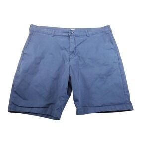 IZOD Saltwater Mens 40 Blue Chino Shorts Flat Front Canvas Stretch 10 In